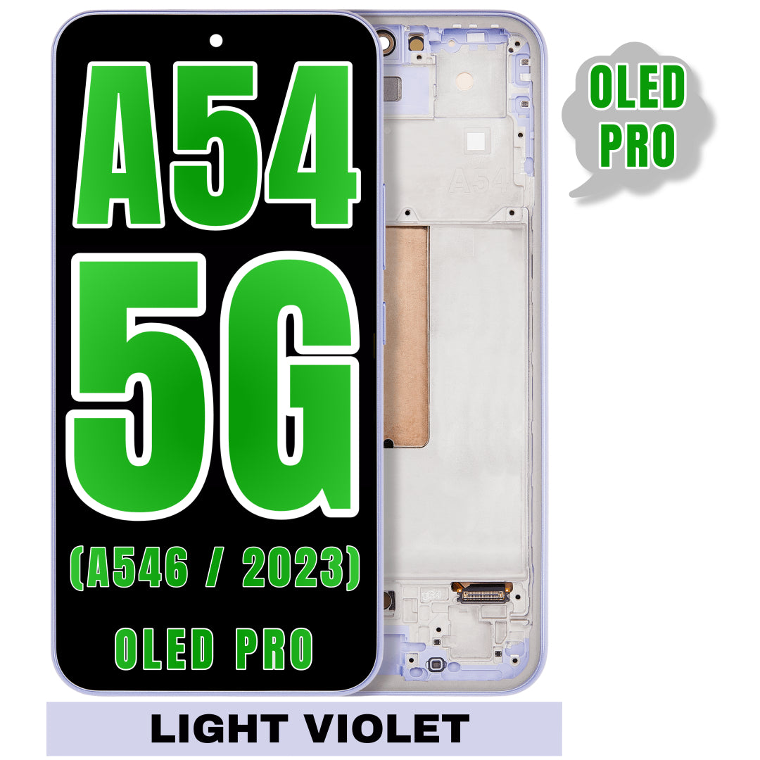 For Samsung Galaxy A54 5G (A546 / 2023) (6.36") OLED Screen Replacement With Frame (Oled Pro) (Light Violet)