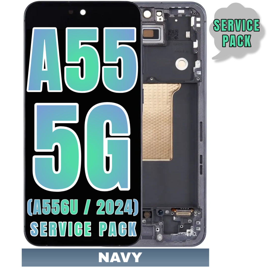 For Samsung Galaxy A55 5G (A556U / 2024) OLED Screen Replacement With Frame (Service Pack) (Navy)