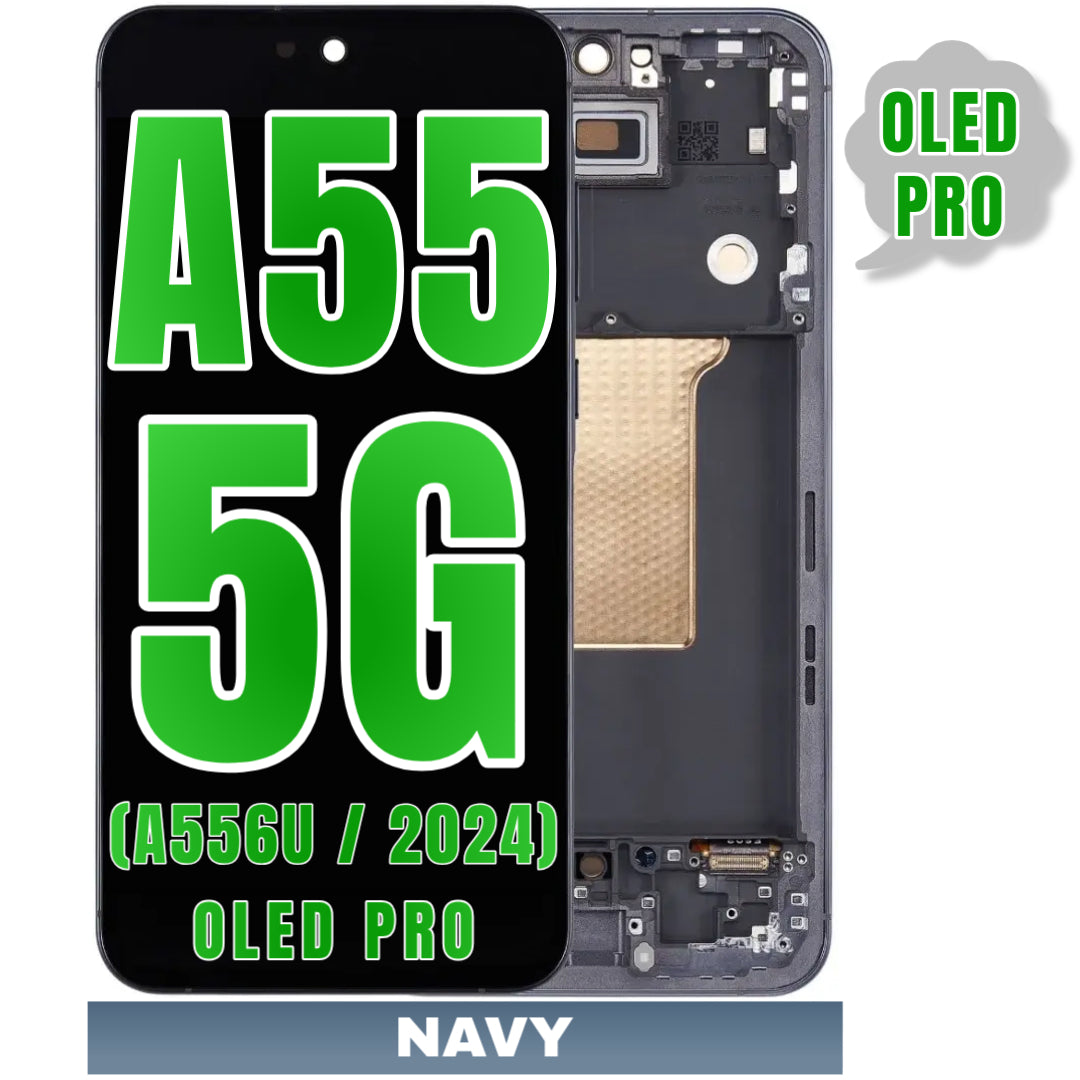 For Samsung Galaxy A55 5G (A556U / 2024) (6.6") OLED Screen Replacement With Frame (Oled Pro) (Navy)