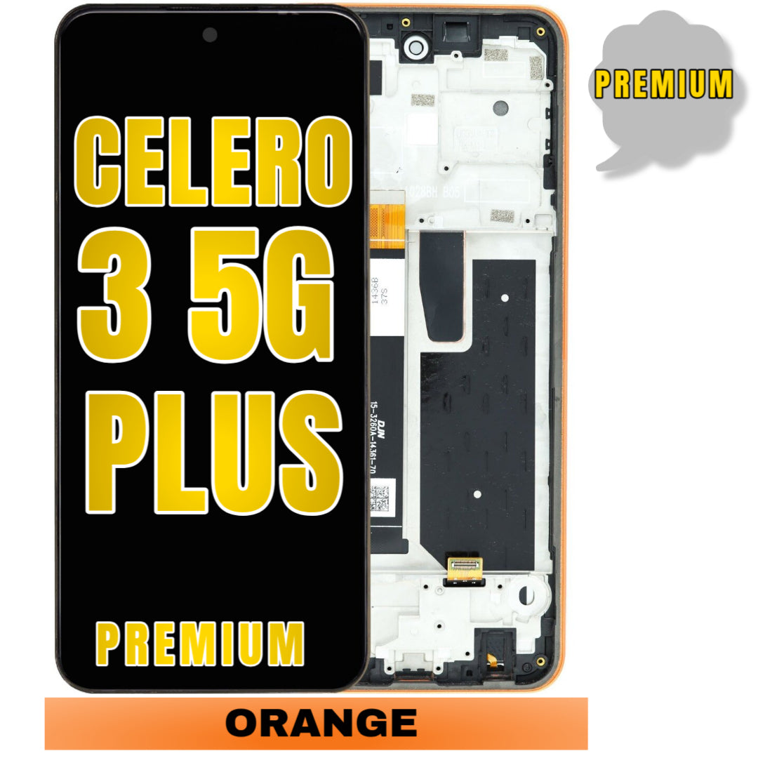 For Boost Mobile Celero 3 5G Plus (2024) LCD Screen Replacement With Frame (Premium) (Sunrise Orange)