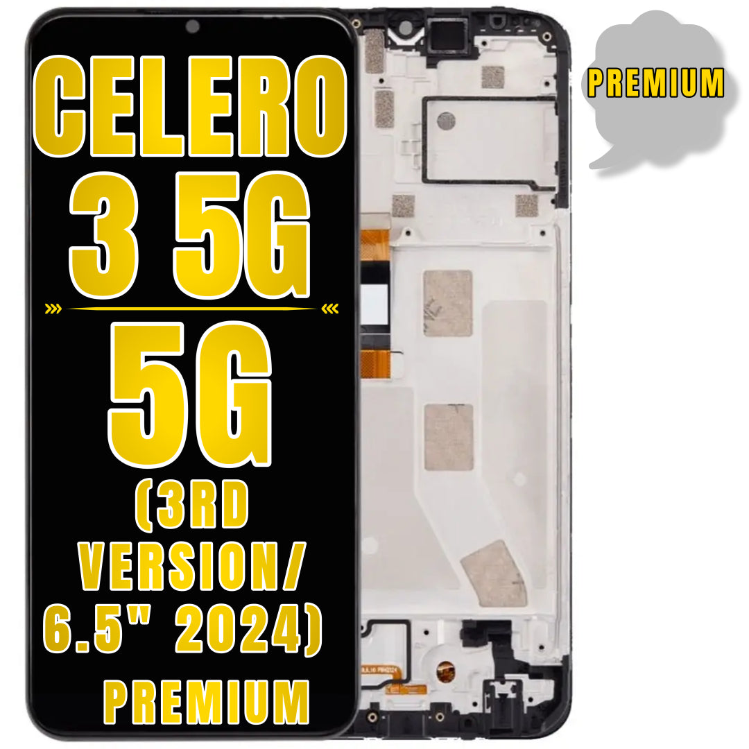 For Boost Mobile Celero 3 5G (U653DS) / Celero 5G (3rd Version / 6.5" / 2024) LCD Screen Replacement With Frame (Premium) (All Colors)