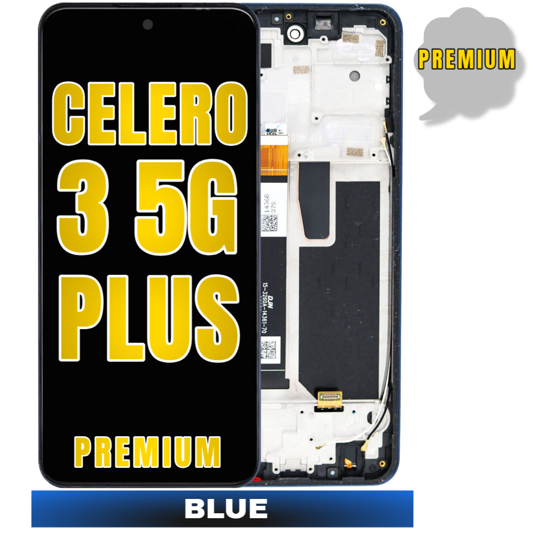 For Boost Mobile Celero 3 5G Plus (2024) LCD Screen Replacement With Frame (Premium) (Twilight Blue)