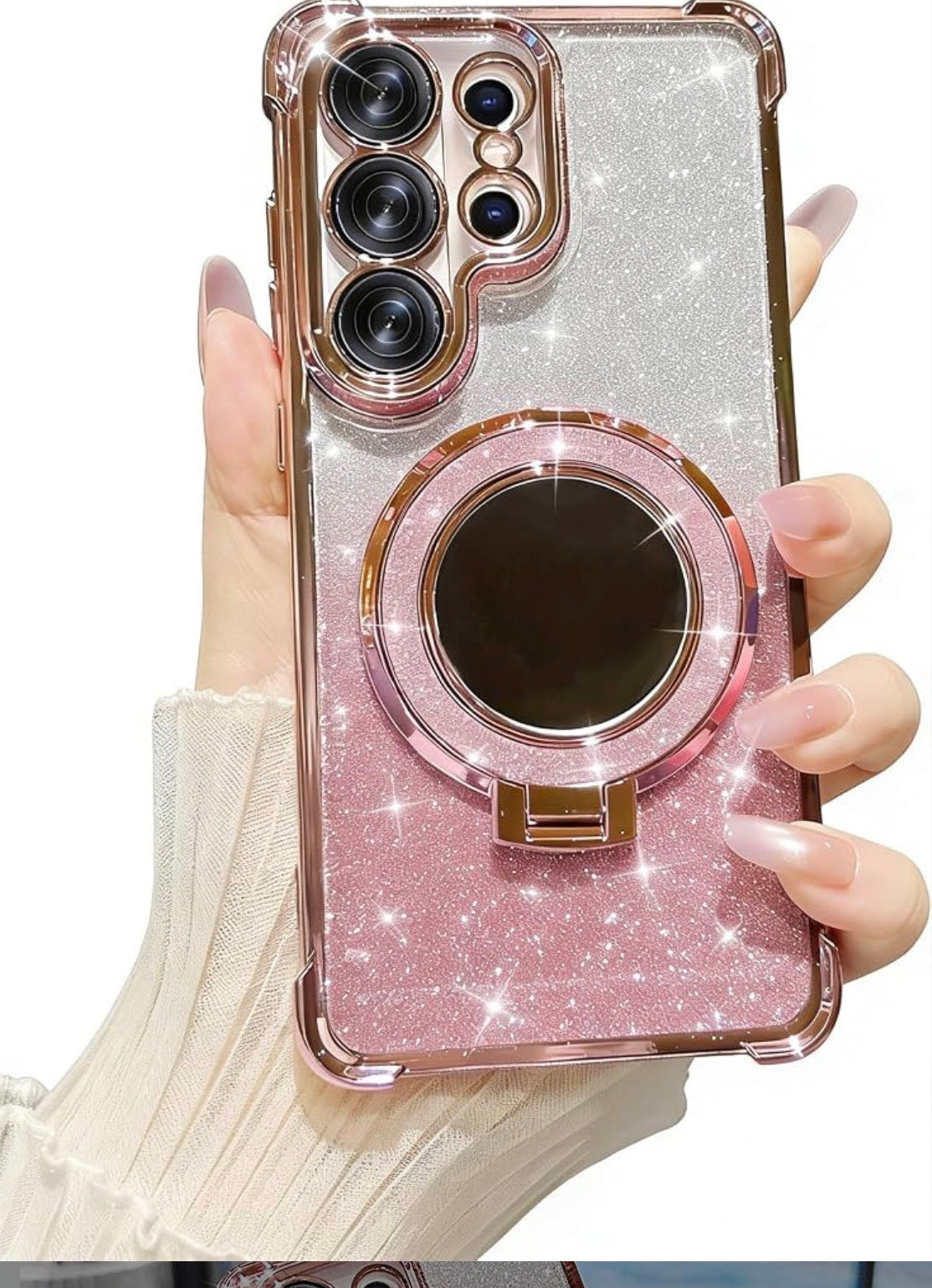 For Samsung Galaxy S26 5G / S26 Plus 5G / S26 Ultra 5G Glitter With Mirror Kickstand Case (All Colors)