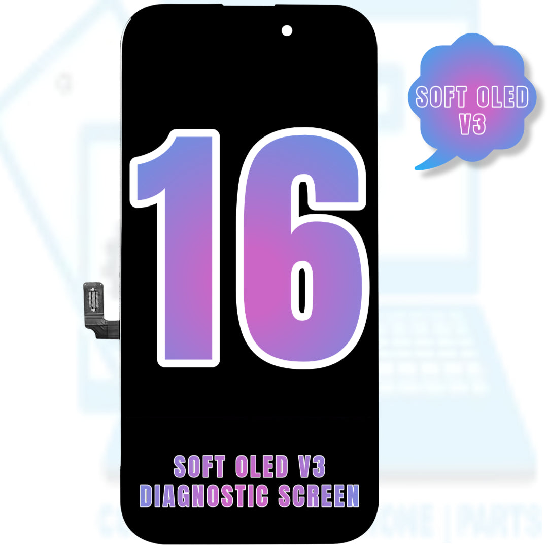 For iPhone 16 OLED Screen Replacement / NONE OEM (Support Diagnostic Screen) (Soft Oled V3)