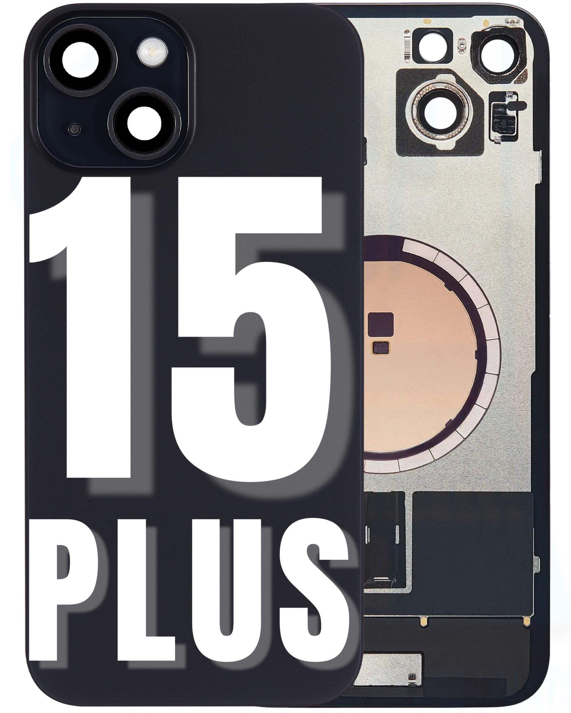 For iPhone 15 Plus Back Glass Replacement with Pre-Installed MagSafe Magnet Steel Plate (All Colors)