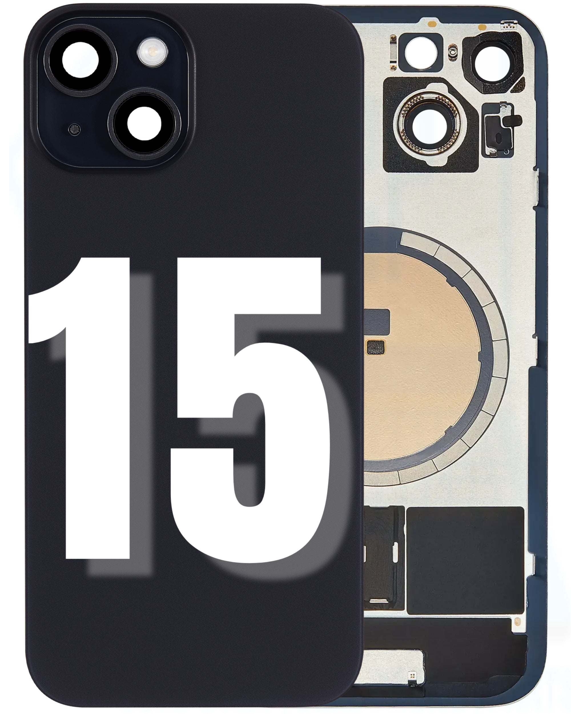 For iPhone 15 Back Glass Replacement with Pre-Installed MagSafe Magnet Steel Plate (All Colors)