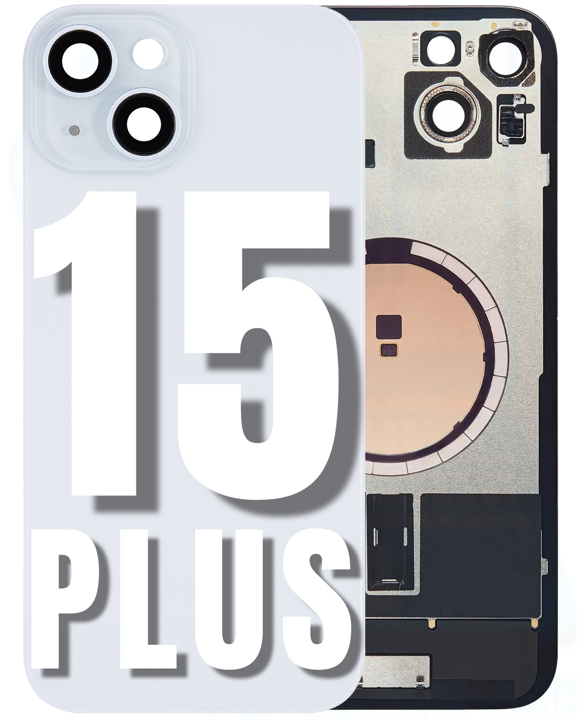 For iPhone 15 Plus Back Glass Replacement with Pre-Installed MagSafe Magnet Steel Plate (All Colors)