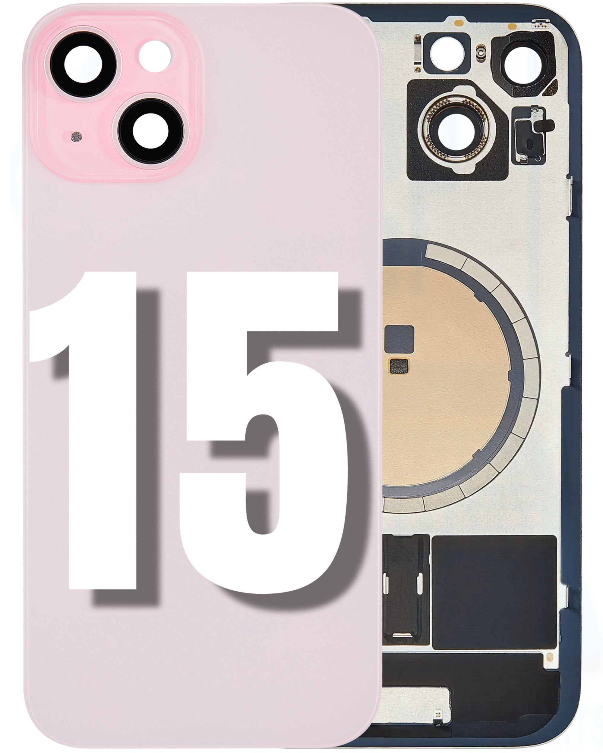 For iPhone 15 Back Glass Replacement with Pre-Installed MagSafe Magnet Steel Plate (All Colors)