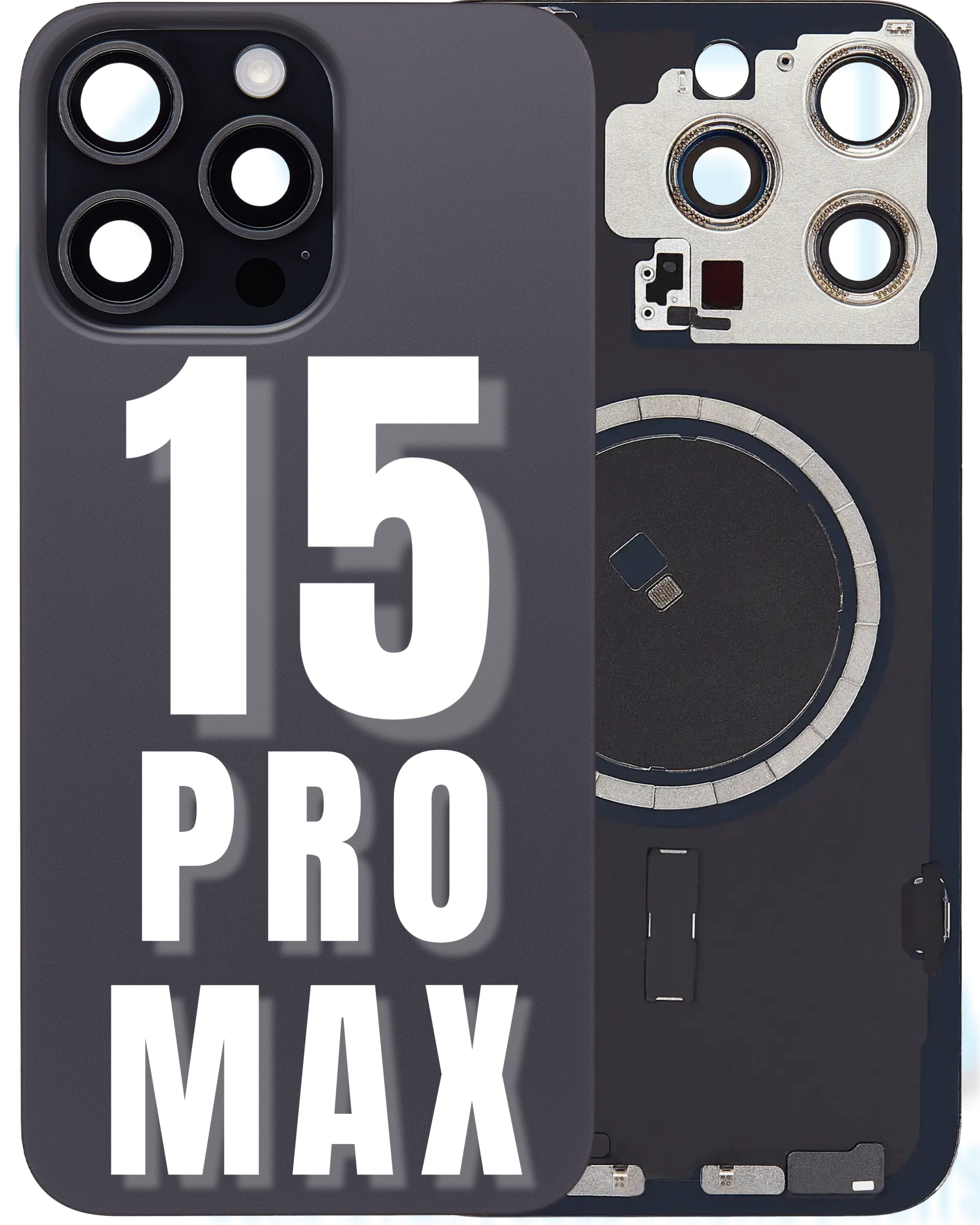 For iPhone 15 Pro Max Back Glass Replacement with Pre-Installed MagSafe Magnet Steel Plate (All Colors)