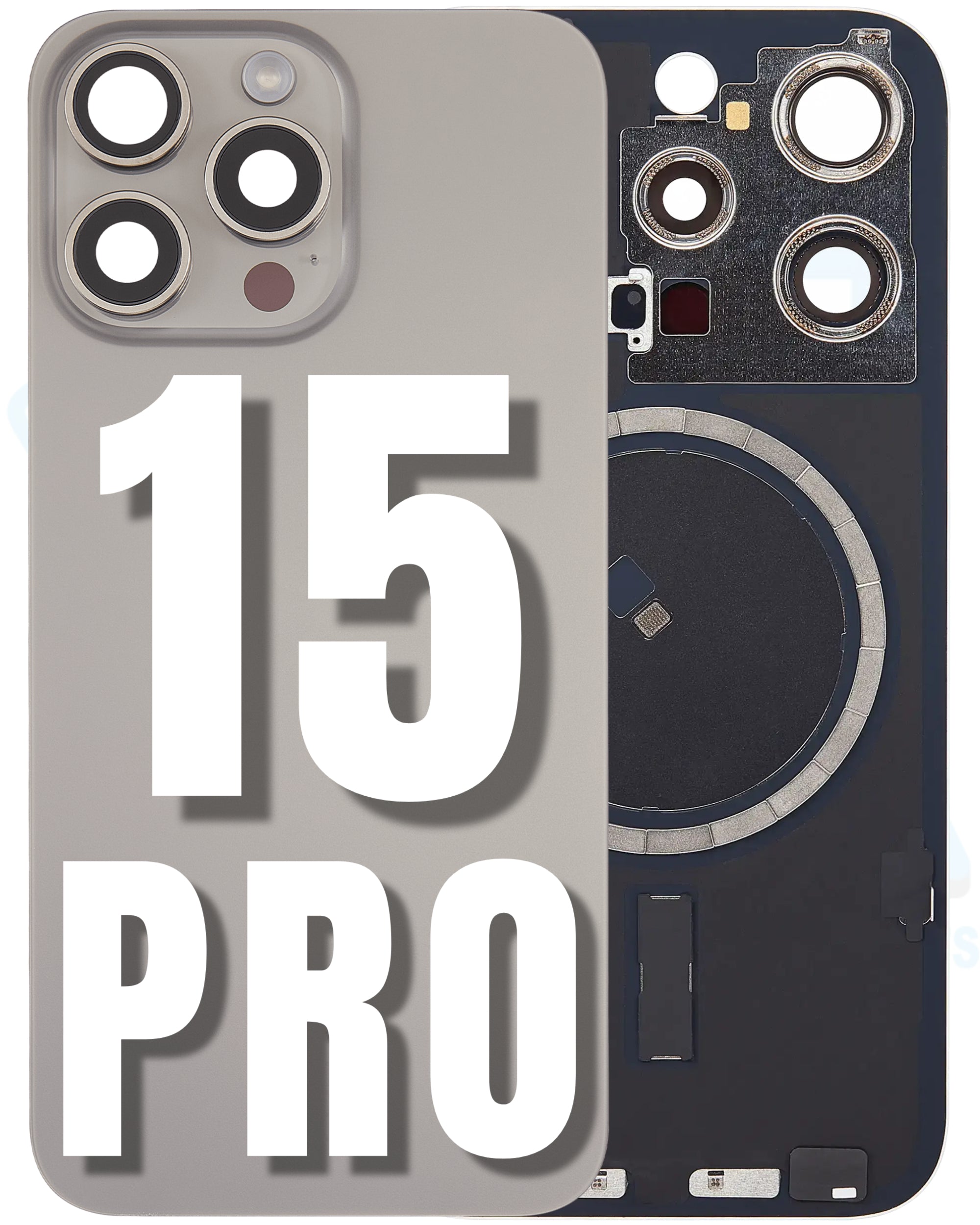 For iPhone 15 Pro Back Glass Replacement with Pre-Installed MagSafe Magnet Steel Plate (All Colors)