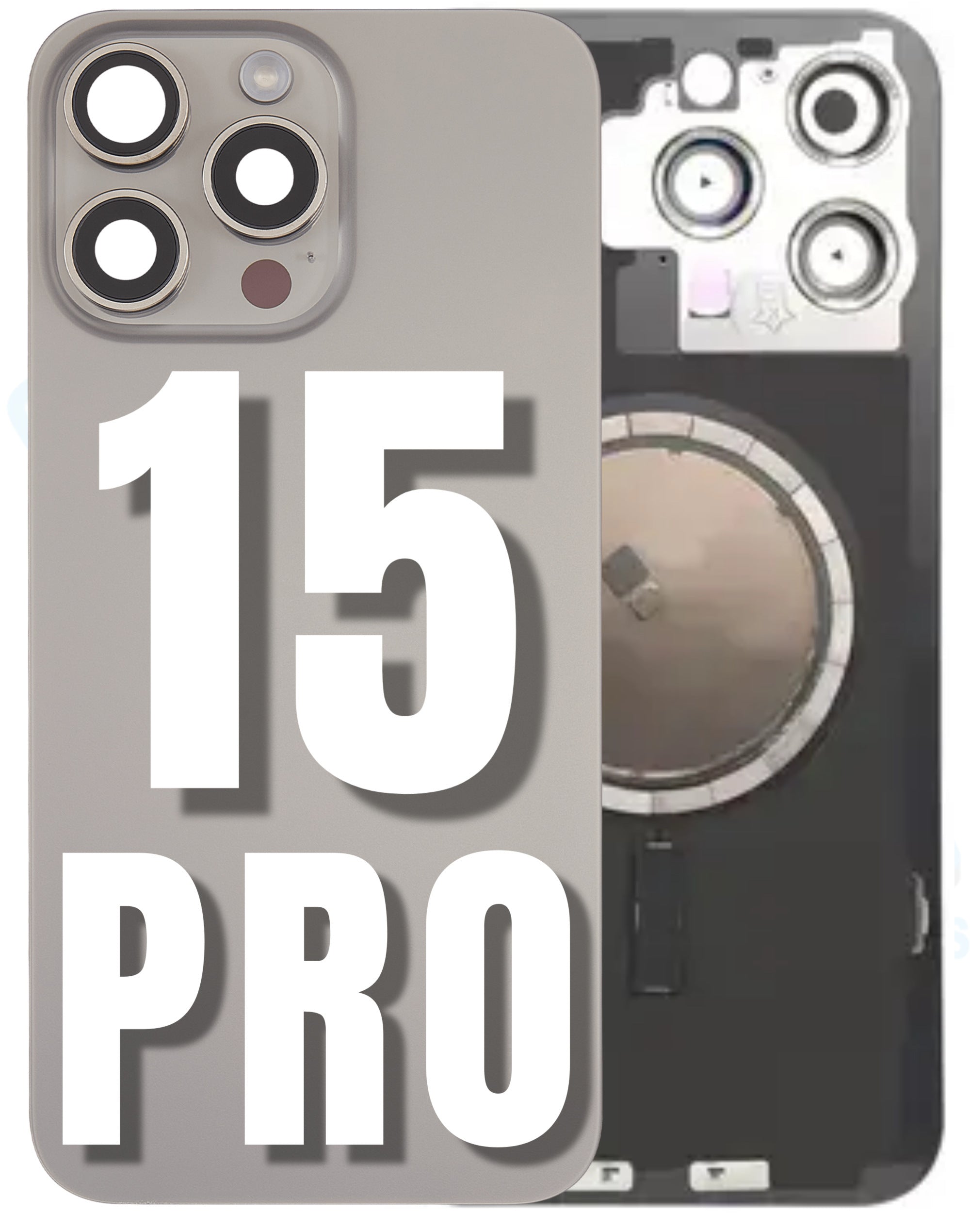 For iPhone 15 Pro Back Glass Replacement with Pre-Installed MagSafe Magnet Steel Plate (All Colors)