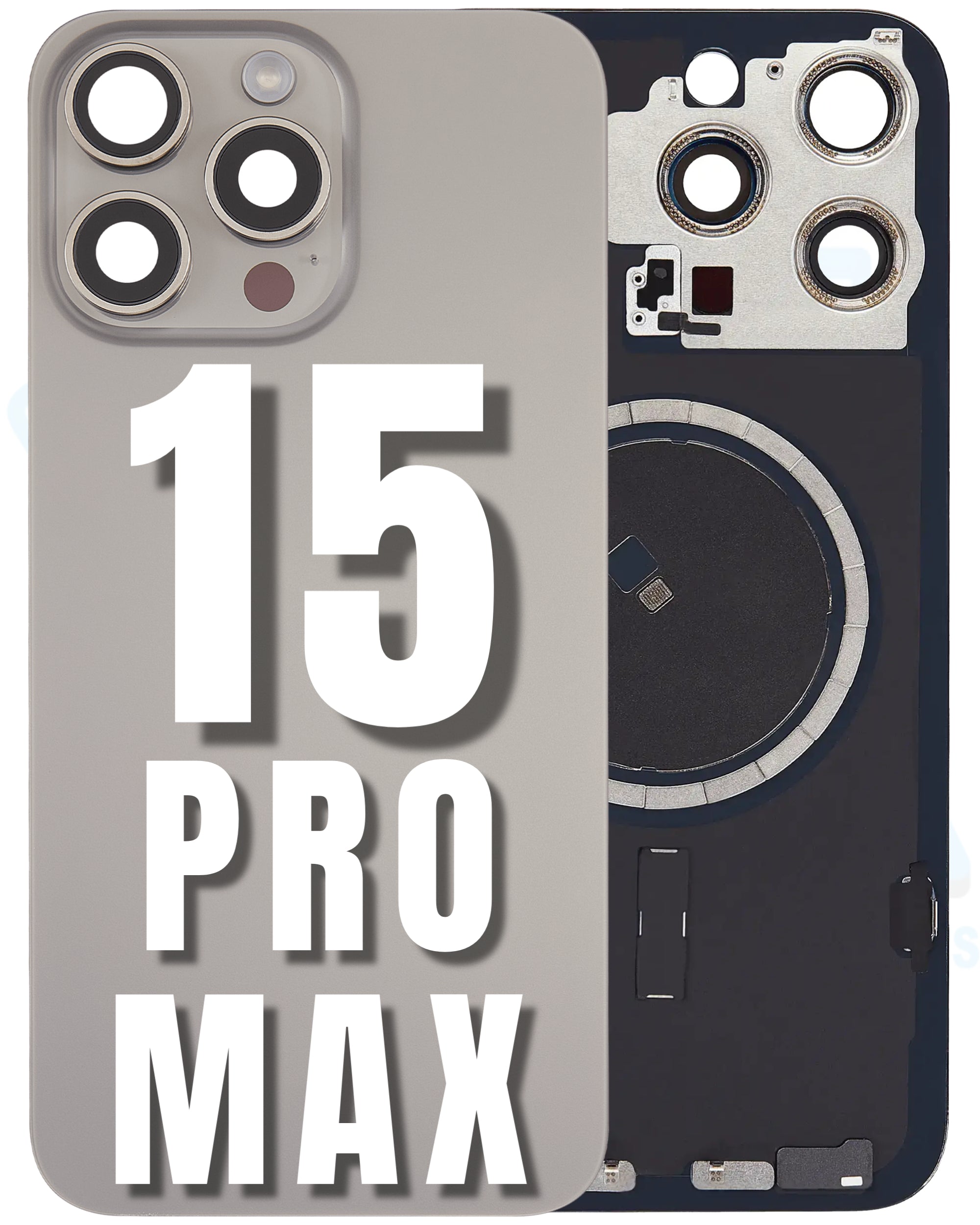 For iPhone 15 Pro Max Back Glass Replacement with Pre-Installed MagSafe Magnet Steel Plate (All Colors)