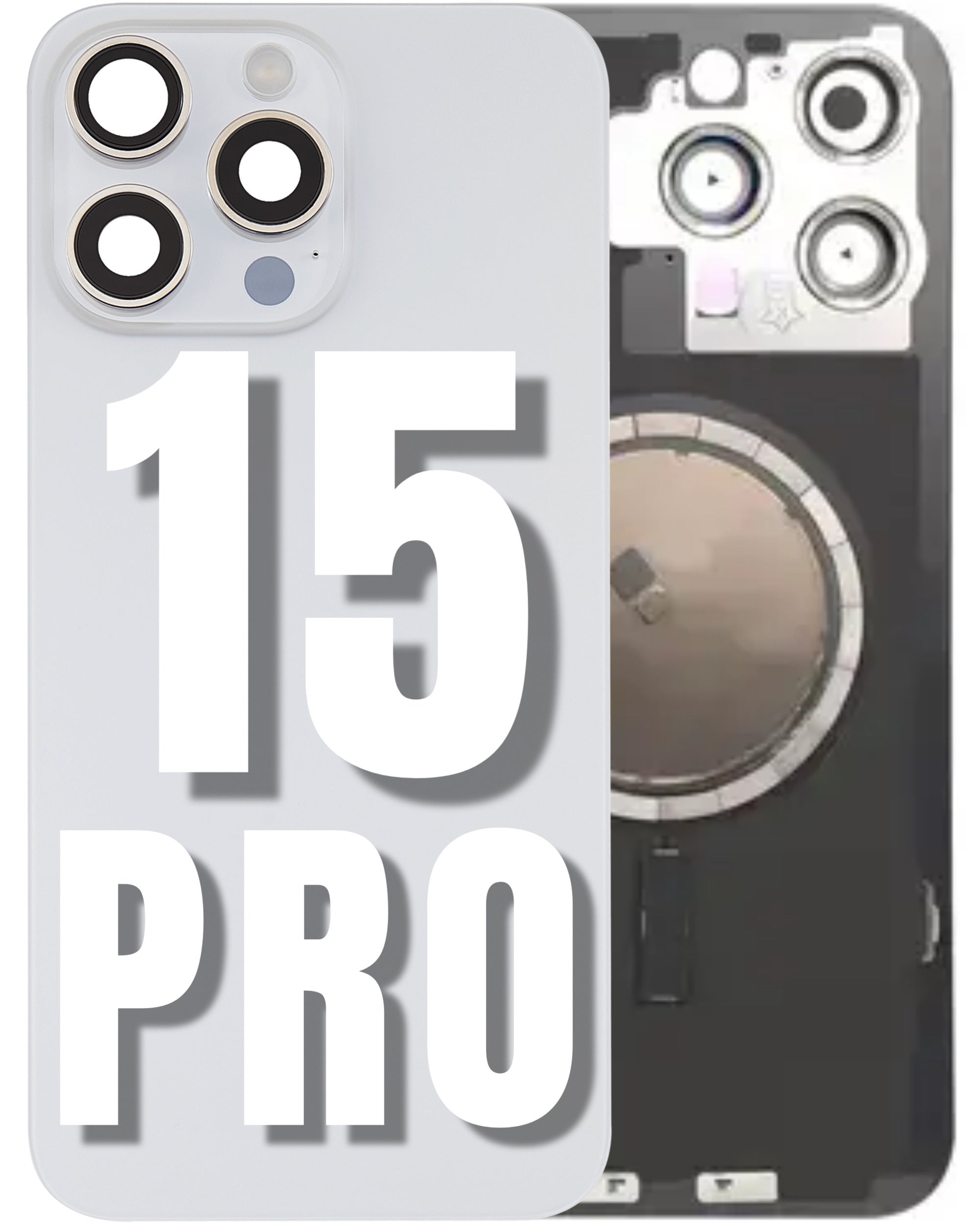 For iPhone 15 Pro Back Glass Replacement with Pre-Installed MagSafe Magnet Steel Plate (All Colors)
