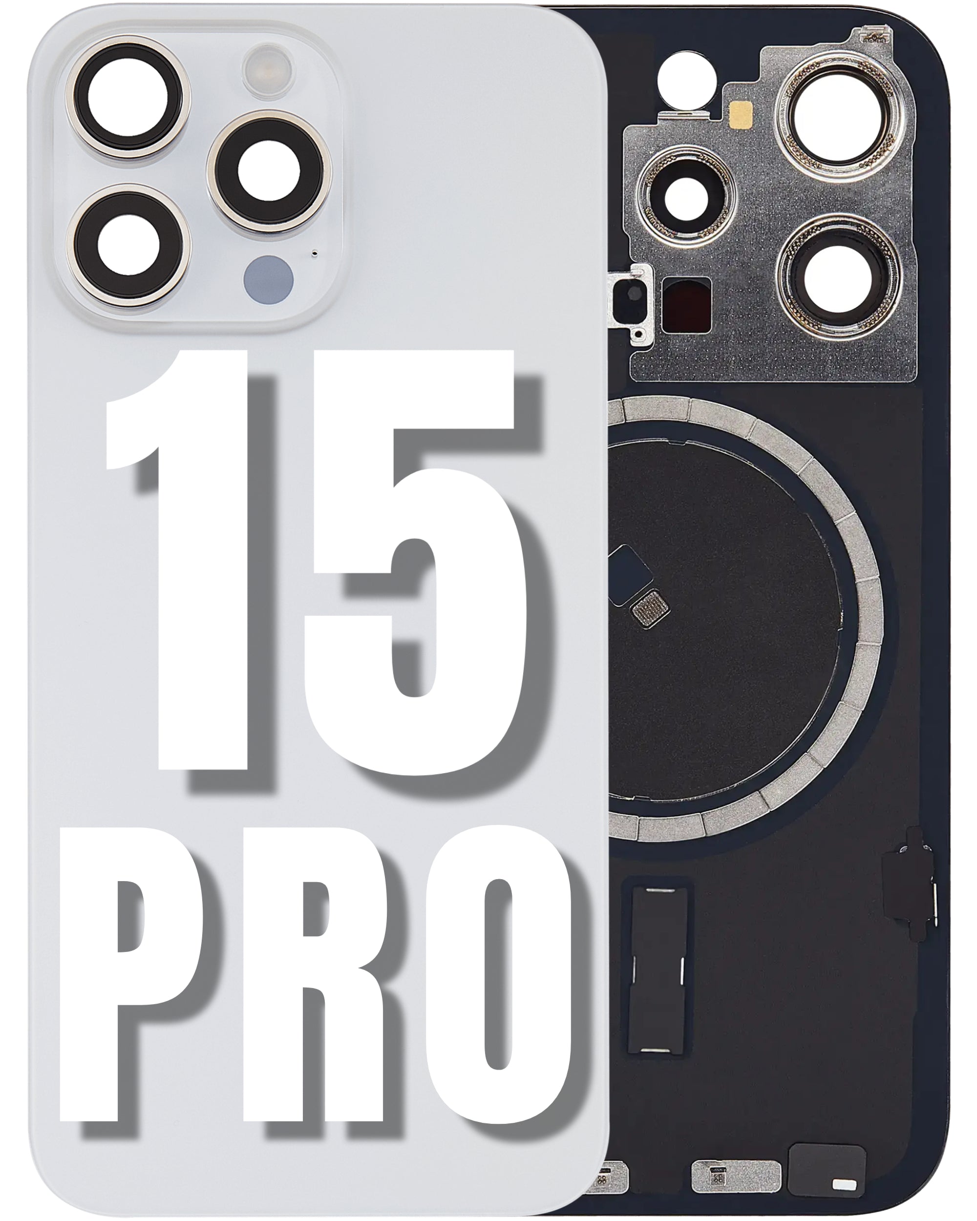 For iPhone 15 Pro Back Glass Replacement with Pre-Installed MagSafe Magnet Steel Plate (All Colors)