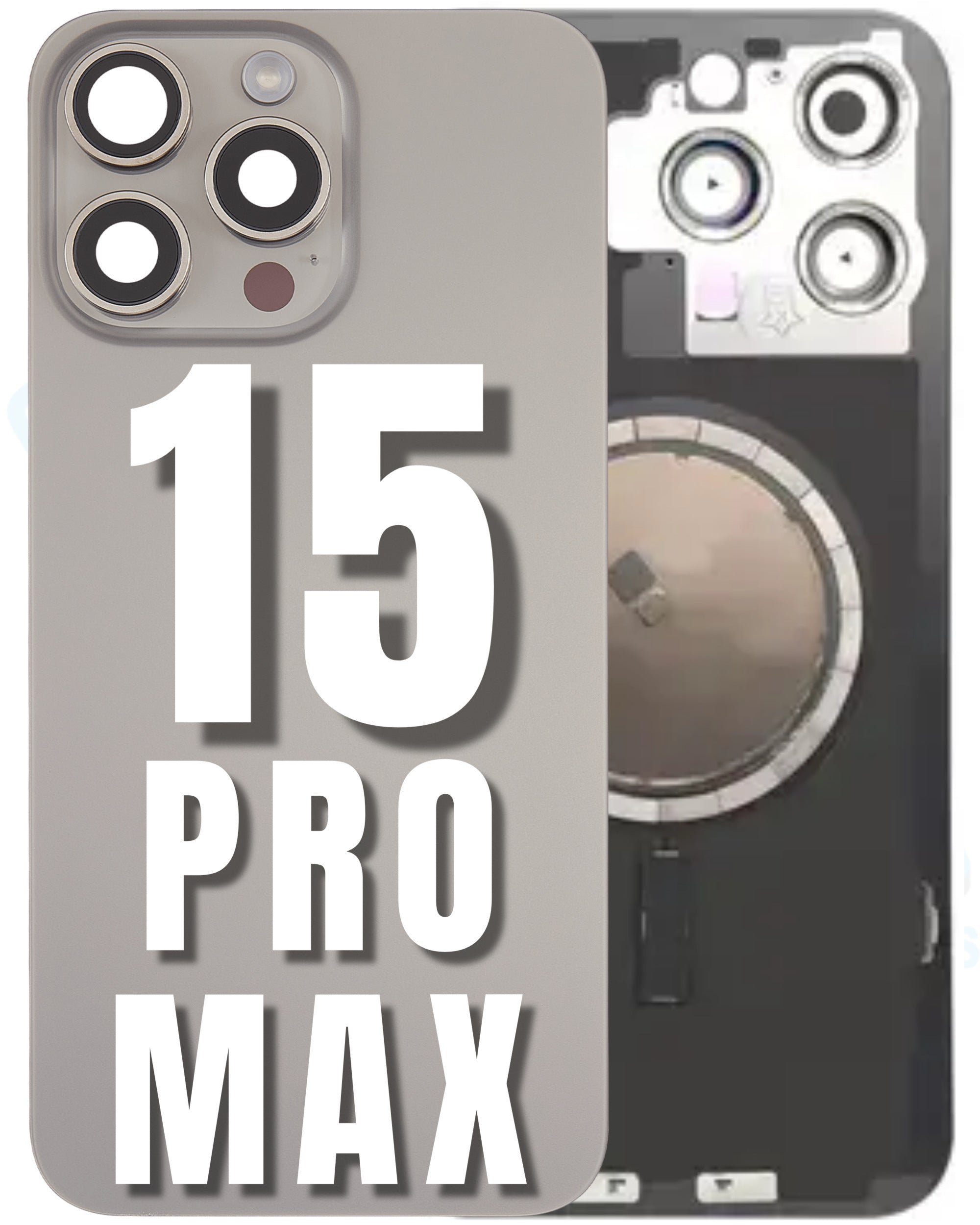 For iPhone 15 Pro Max Back Glass Replacement with Pre-Installed MagSafe Magnet Steel Plate (All Colors)