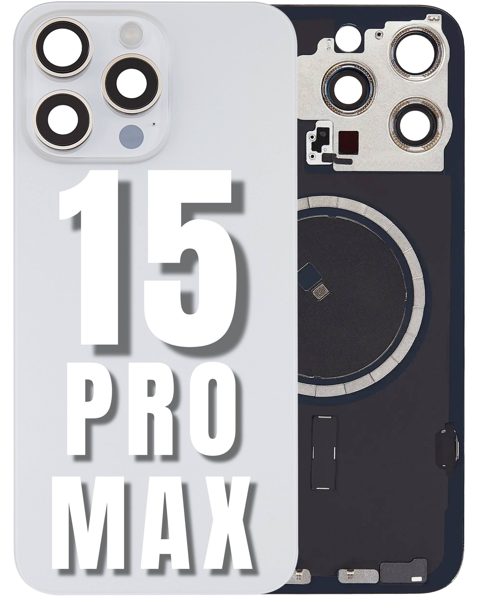 For iPhone 15 Pro Max Back Glass Replacement with Pre-Installed MagSafe Magnet Steel Plate (All Colors)