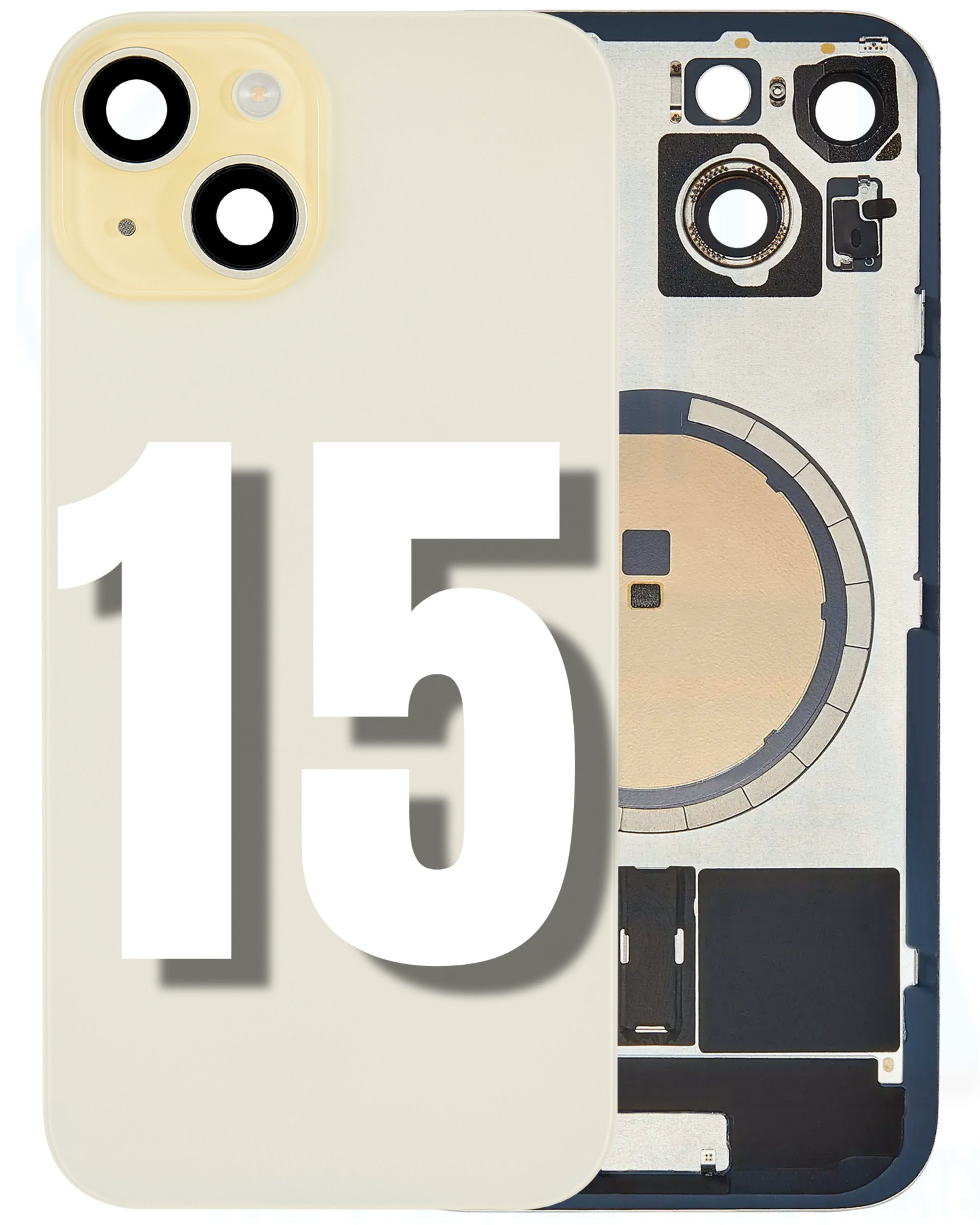 For iPhone 15 Back Glass Replacement with Pre-Installed MagSafe Magnet Steel Plate (All Colors)