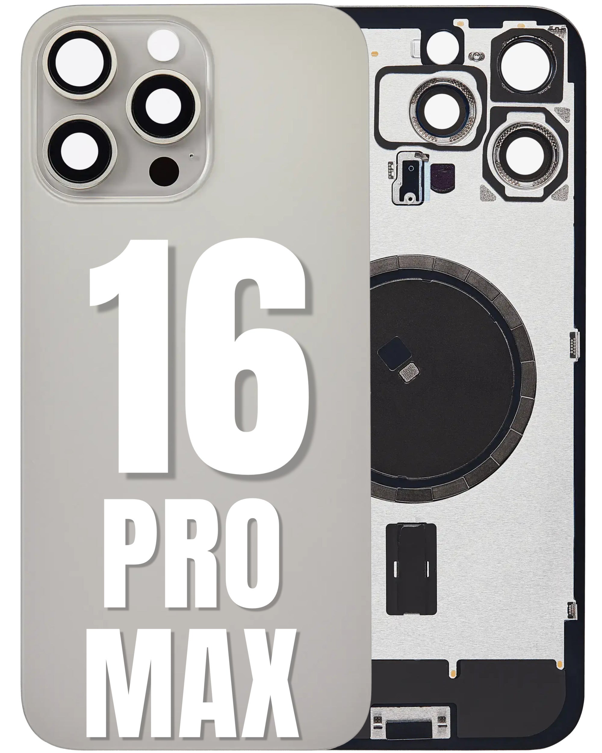 For iPhone 16 Pro Max Back Glass Replacement With Pre-Installed MagSafe Magnet Steel Plate (All Colors)
