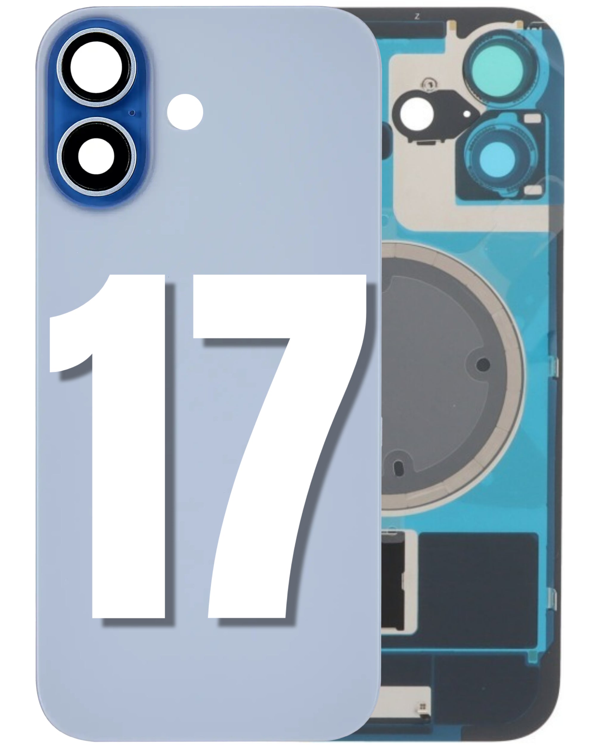 For iPhone 17 Back Glass Replacement with Pre-Installed MagSafe Magnet Steel Plate (All Colors)