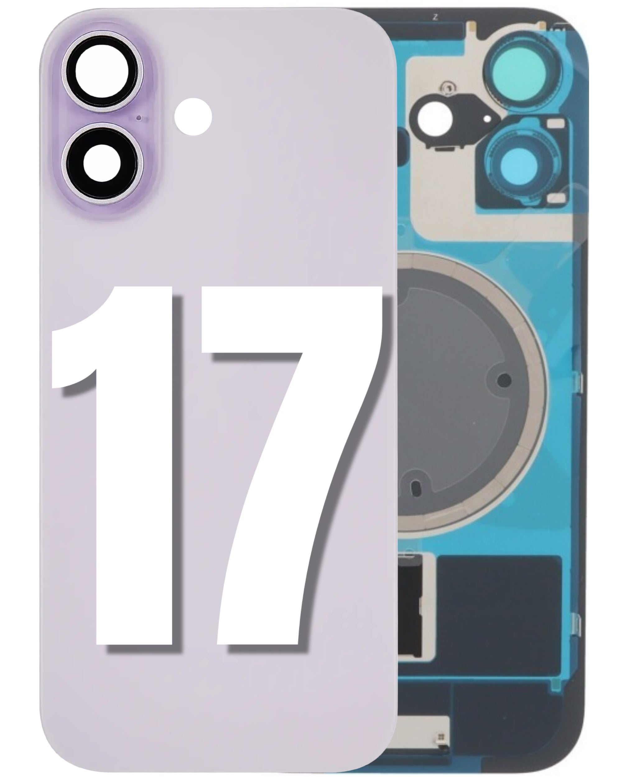 For iPhone 17 Back Glass Replacement with Pre-Installed MagSafe Magnet Steel Plate (All Colors)