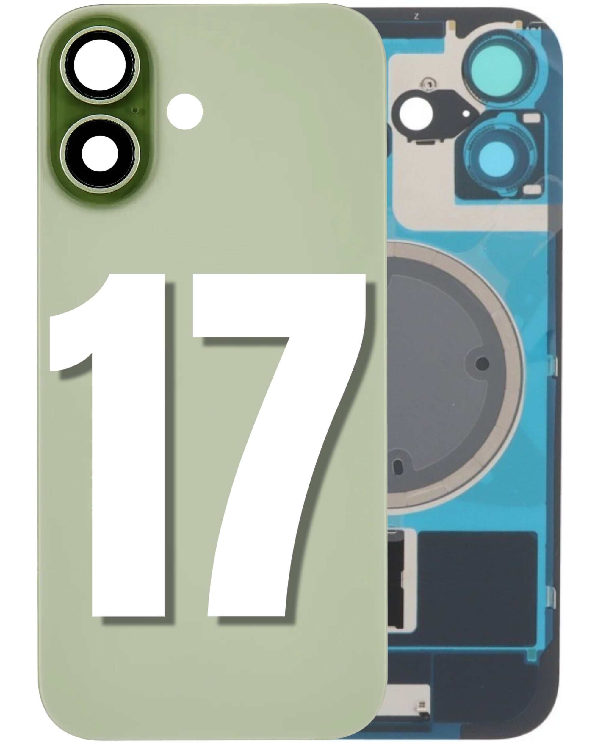 For iPhone 17 Back Glass Replacement with Pre-Installed MagSafe Magnet Steel Plate (All Colors)