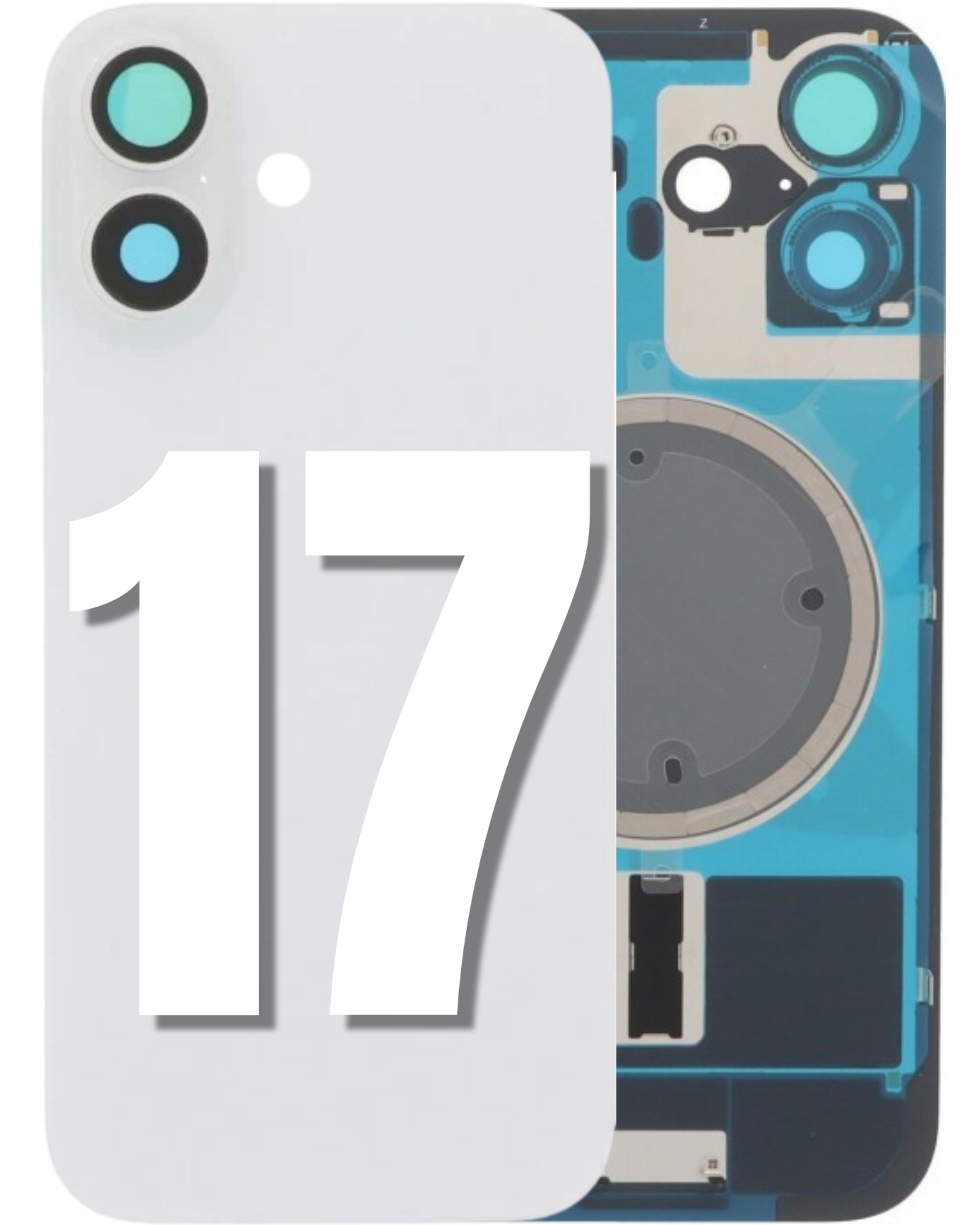 For iPhone 17 Back Glass Replacement with Pre-Installed MagSafe Magnet Steel Plate (All Colors)
