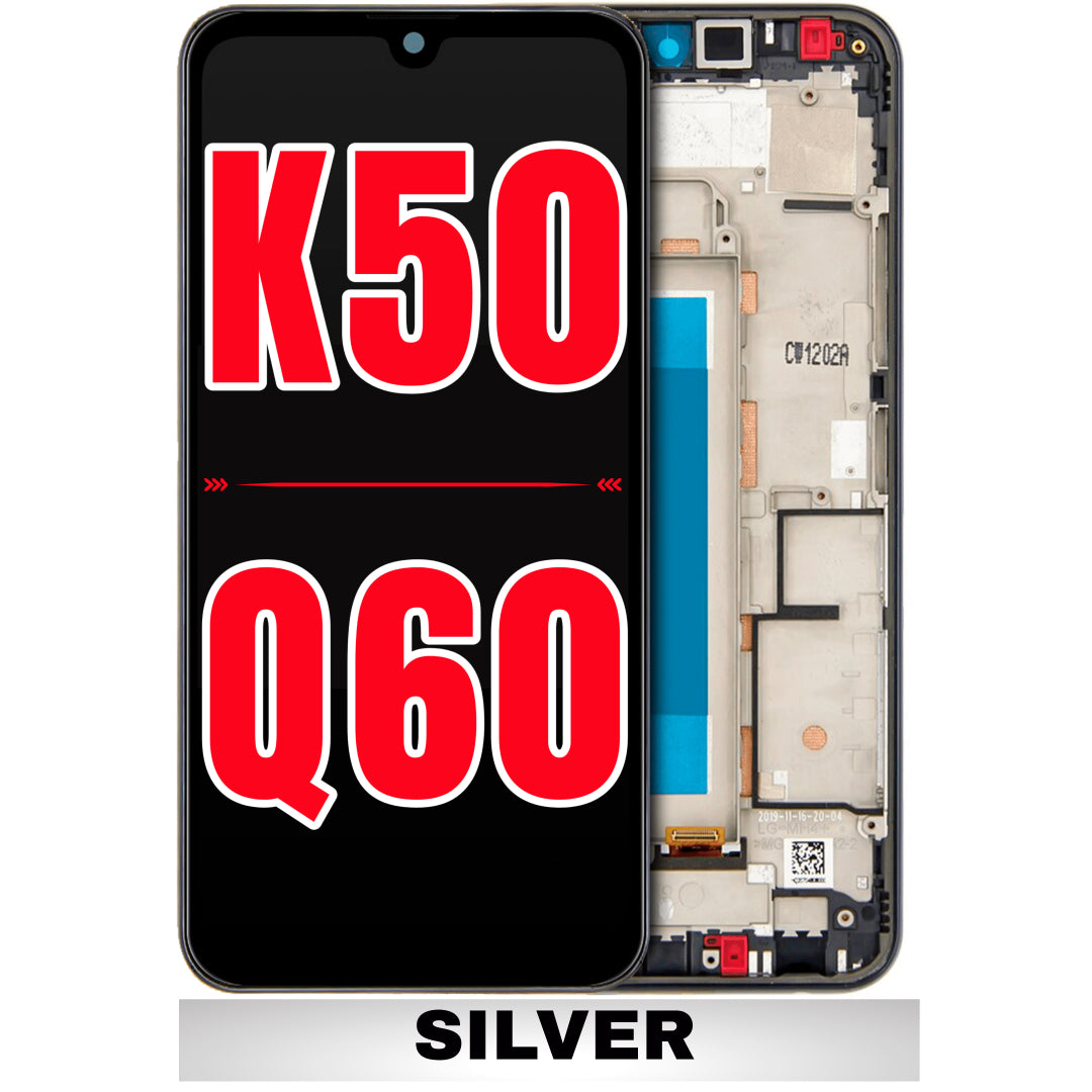 For LG K50 / LG Q60 LCD Screen Replacement With Frame (Silver)