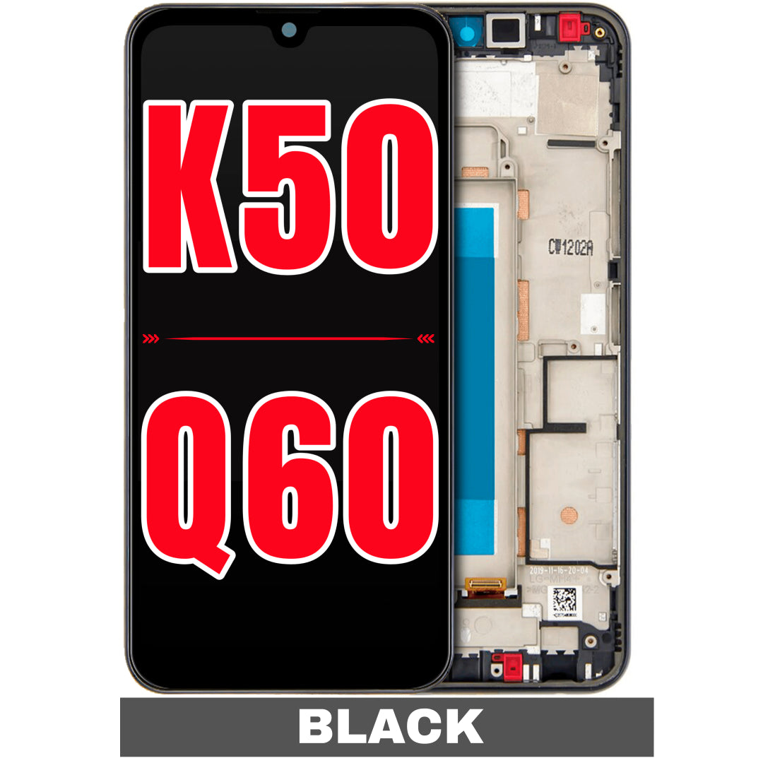 For LG K50 2019 (X520) / Q60 LCD Screen Assembly Replacement With Frame (Black)