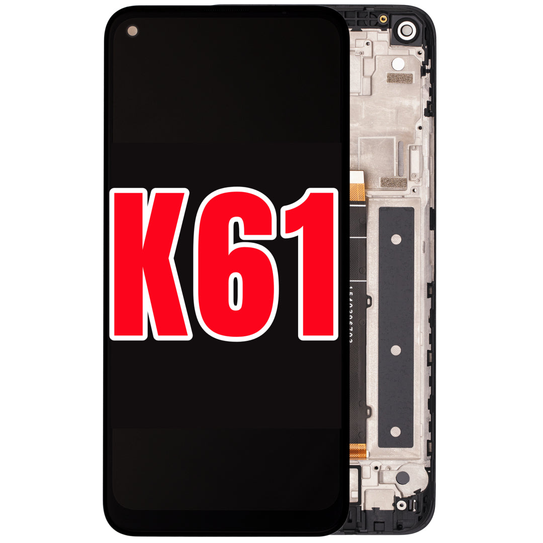 For LG K61 LCD Screen Replacement With Frame (Black)