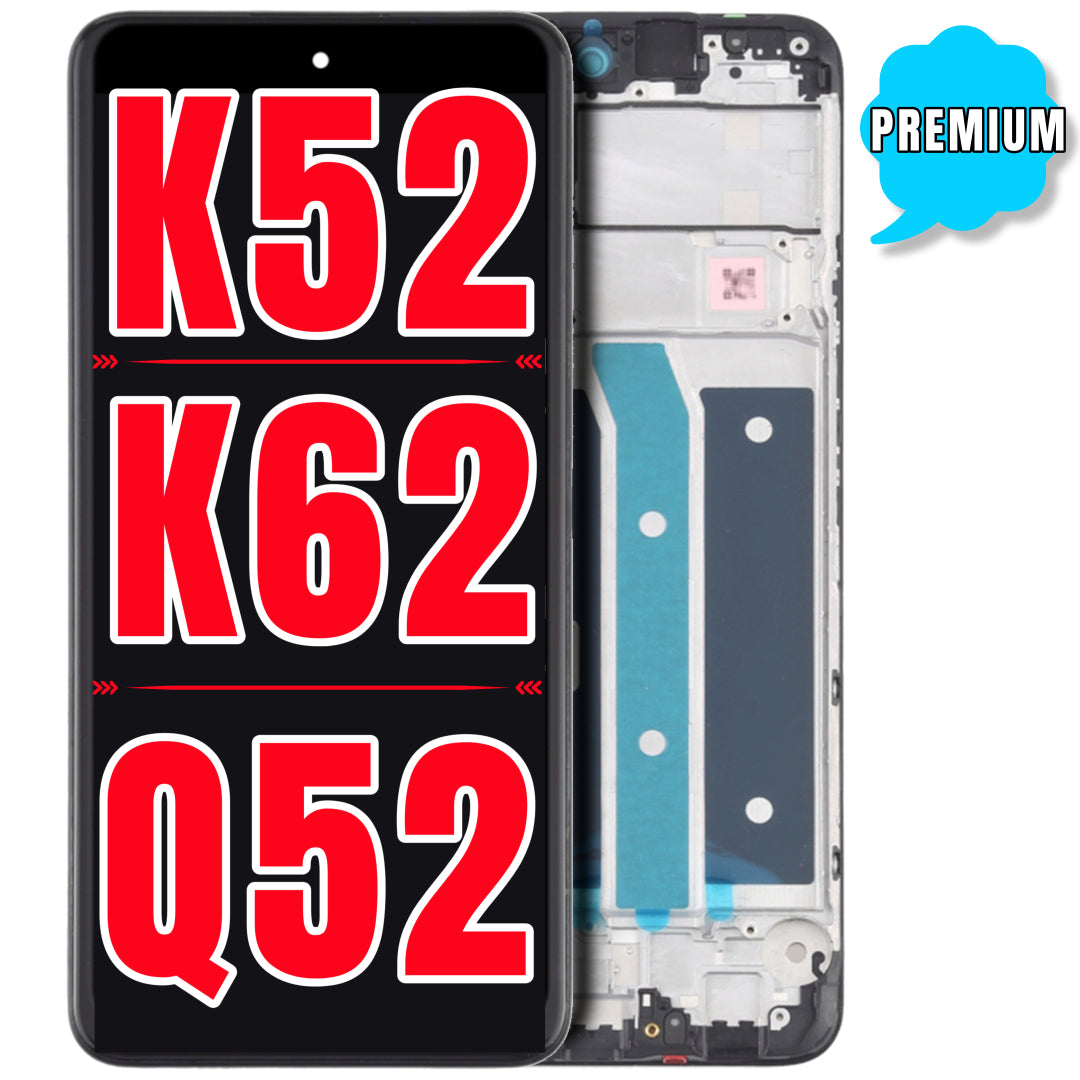 For LG K52 / K62 / Q52 LCD Screen Replacement With Frame (Premium) (Black)