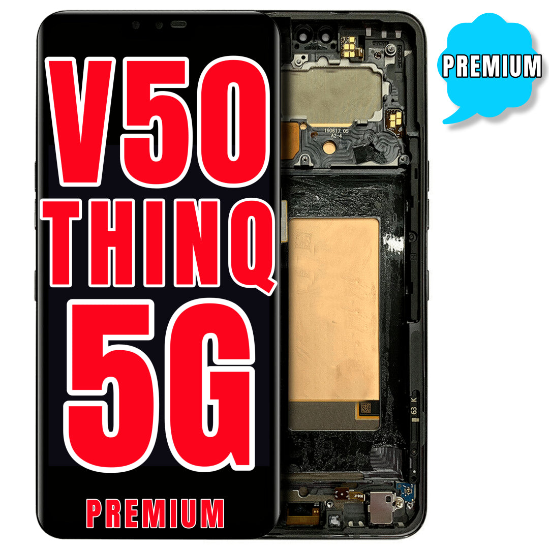 For LG V50 ThinQ 5G LCD Screen Replacement With Frame (US Version) (Premium) (Black)