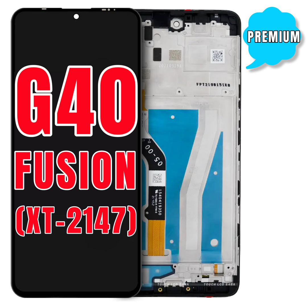 For Moto G40 Fusion (XT-2147-1 / 2021) LCD Screen Replacement With Frame (Premium) (Black)