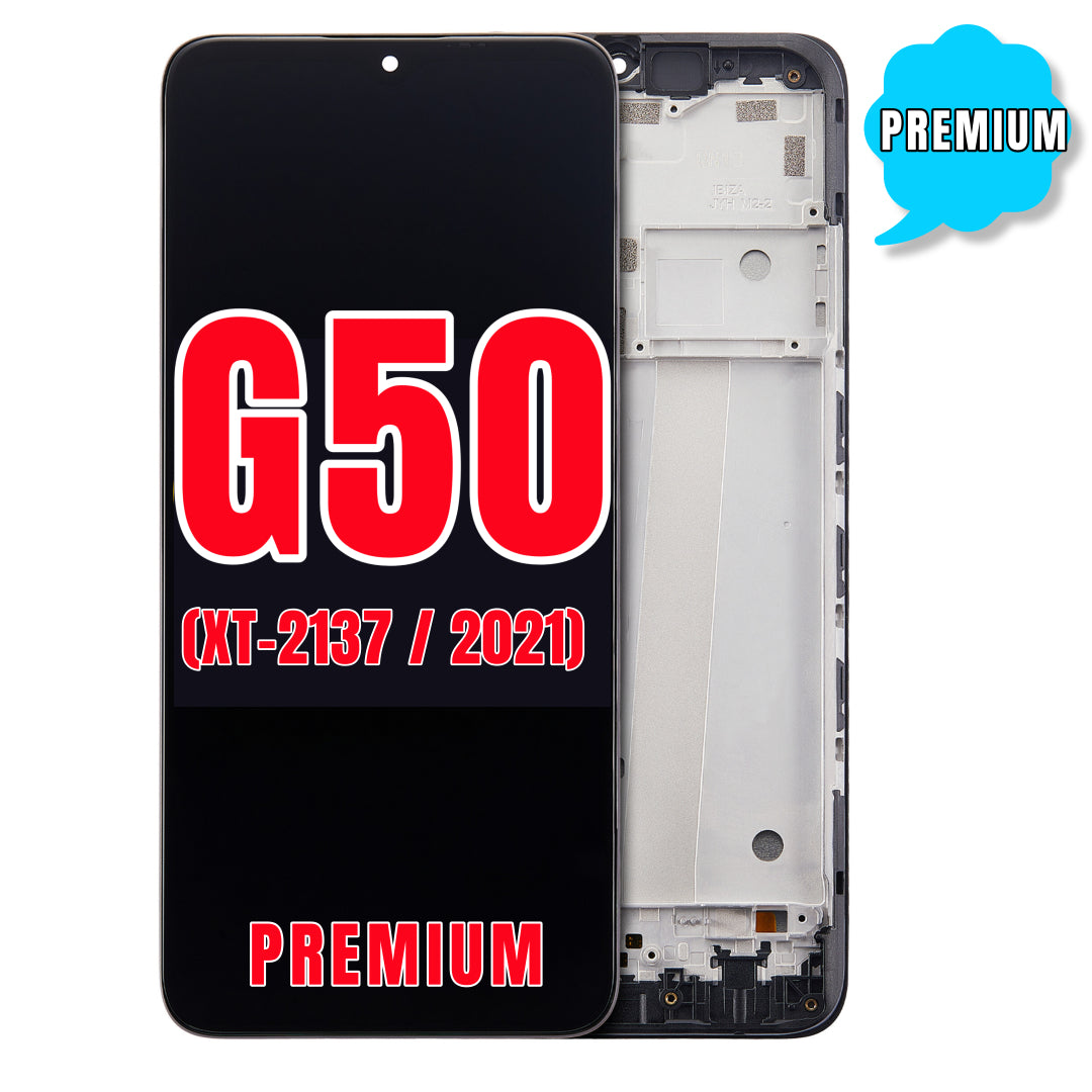 For Moto G50 (XT-2137 / 2021) LCD Screen Replacement With Frame (Premium) (Black)