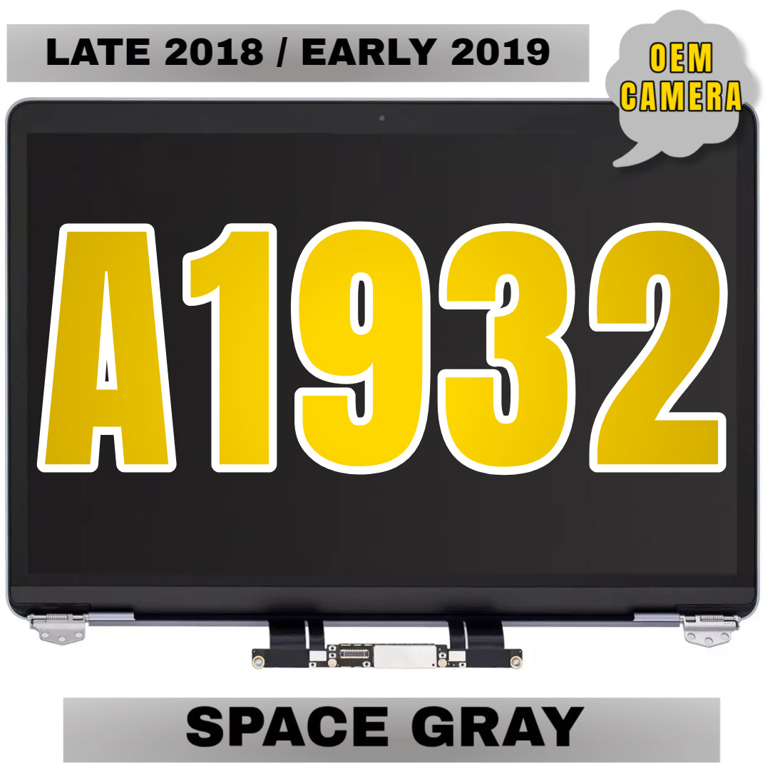 For MacBook Air 13" (A1932 / Late 2018 / Early 2019) LCD Screen With Top Cover / Light Sensor Replacement / OEM Camera (Space Gray)