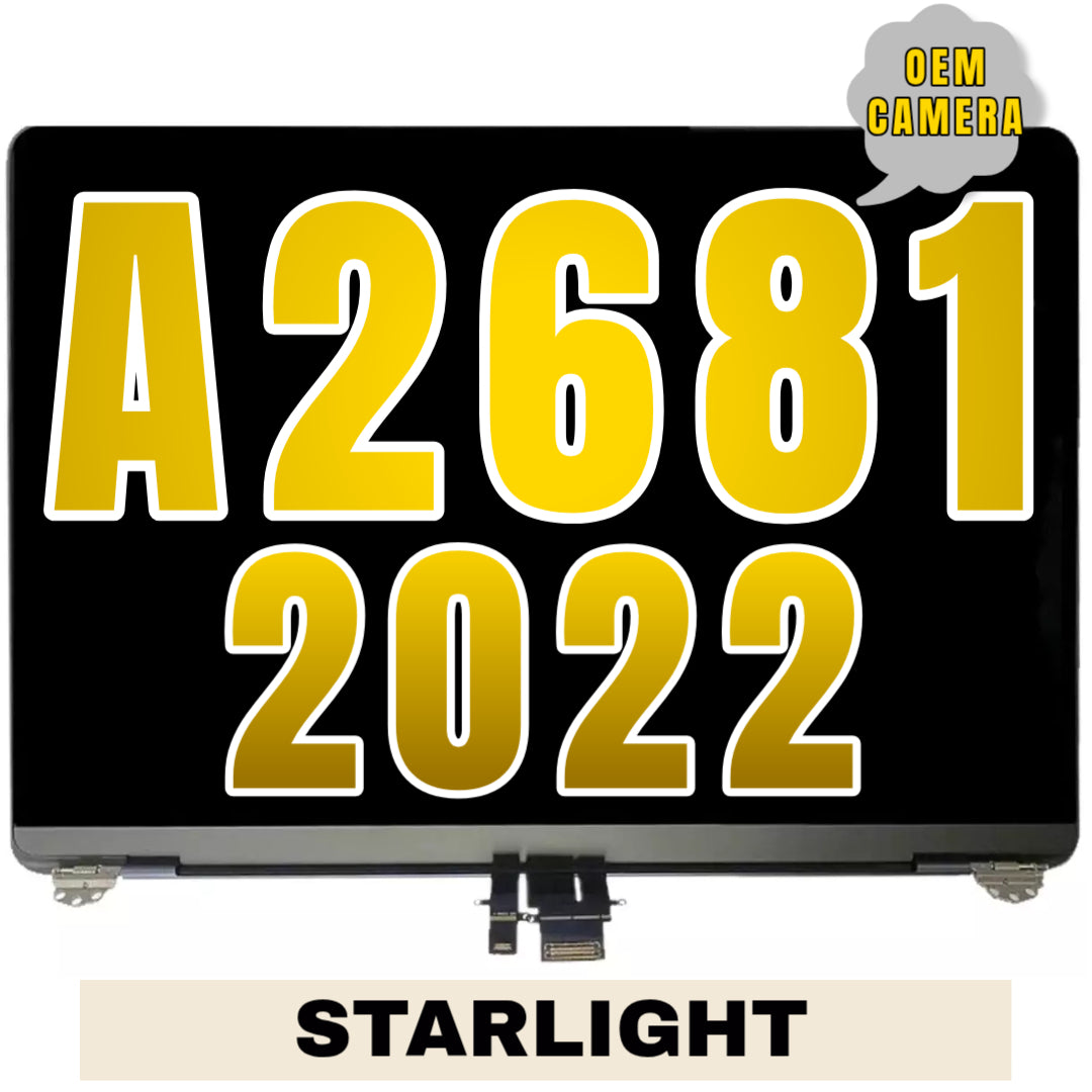 For MacBook Air 13" (A2681 / 2022) LCD Screen With Top Cover / Light Sensor Replacement / OEM Camera (Starlight)
