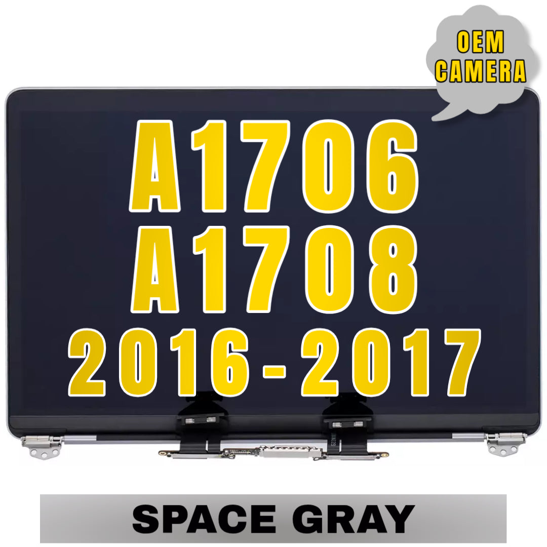 For MacBook Pro 13.3" (A1706 / A1708 Late 2016 Mid 2017) LCD Screen With Top Cover / Light Sensor Replacement / OEM Camera (Space Gray)