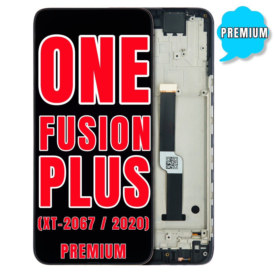 For Moto One Fusion Plus (XT-2067 / 2020) LCD Screen Replacement With Frame (Premium) (Black)