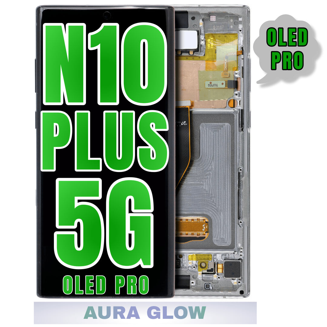 For Samsung Galaxy Note 10 Plus 5G OLED Screen Replacement With Frame (Oled Pro) (Aura Glow)