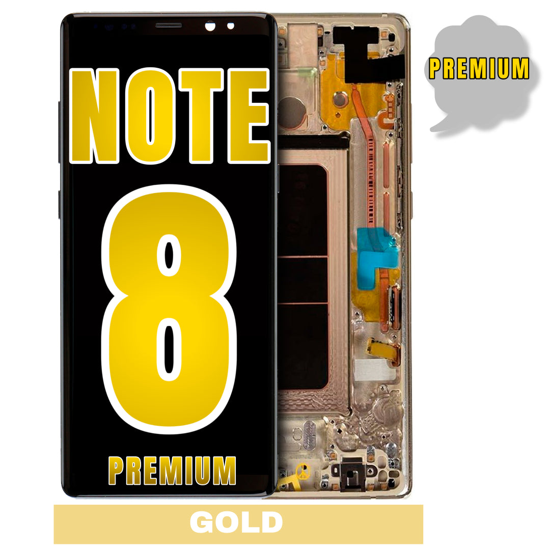 For Samsung Galaxy Note 8 OLED Screen Replacement With Frame (Premium) (Gold)