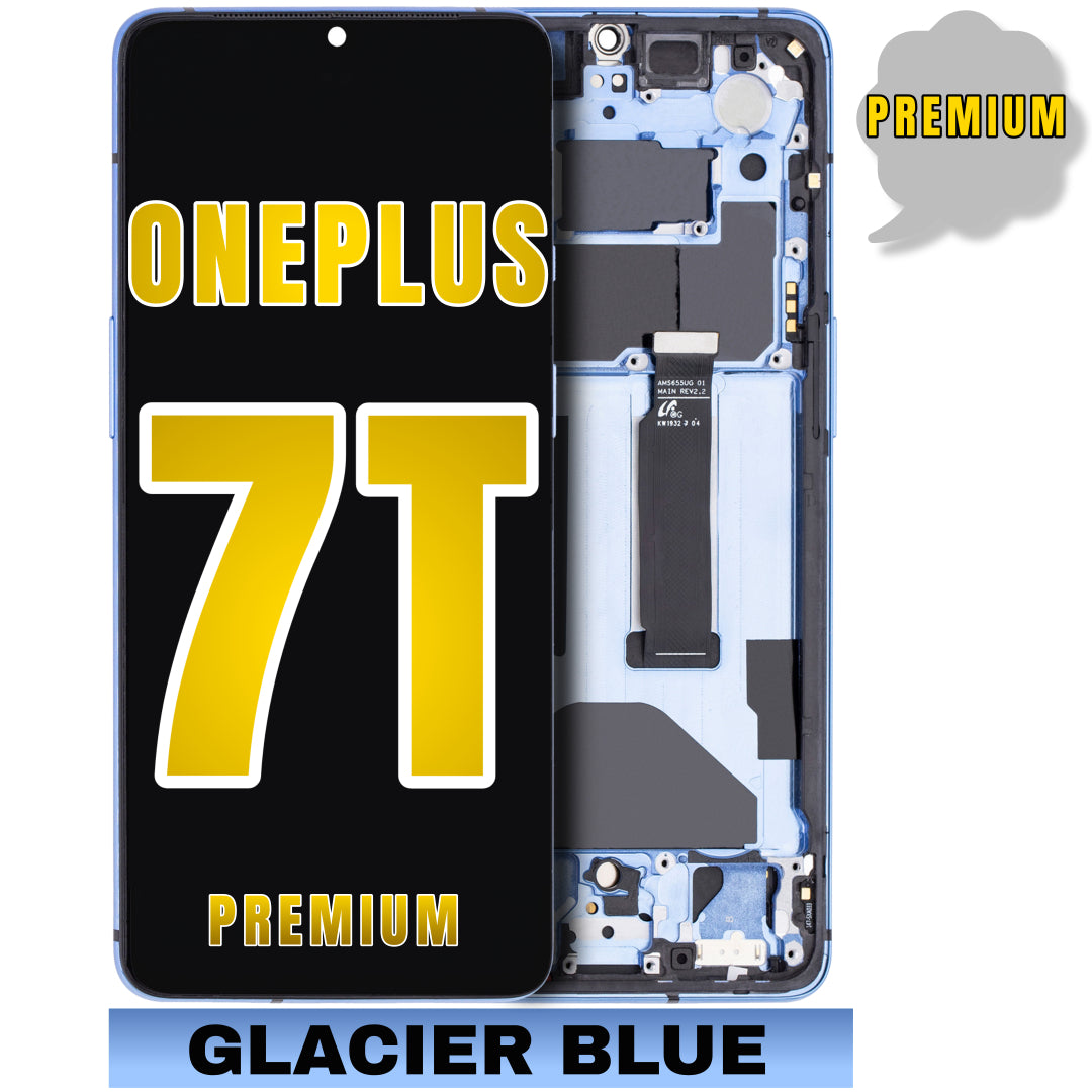 For OnePlus 7T LCD Screen Replacement With Frame (Premium) (Glacier Blue)