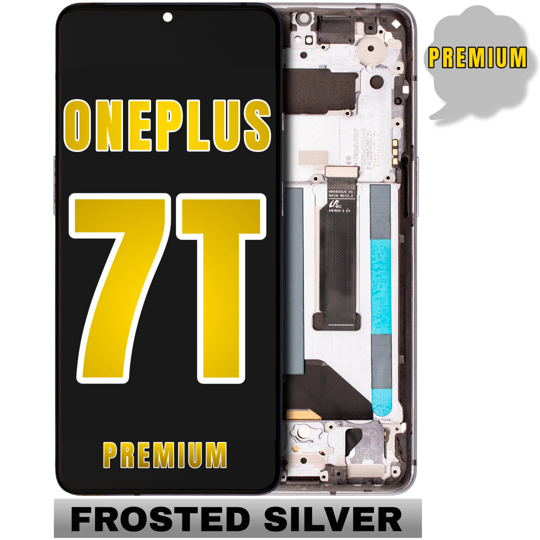 For OnePlus 7T LCD Screen Replacement With Frame (Premium) (Frosted Silver)