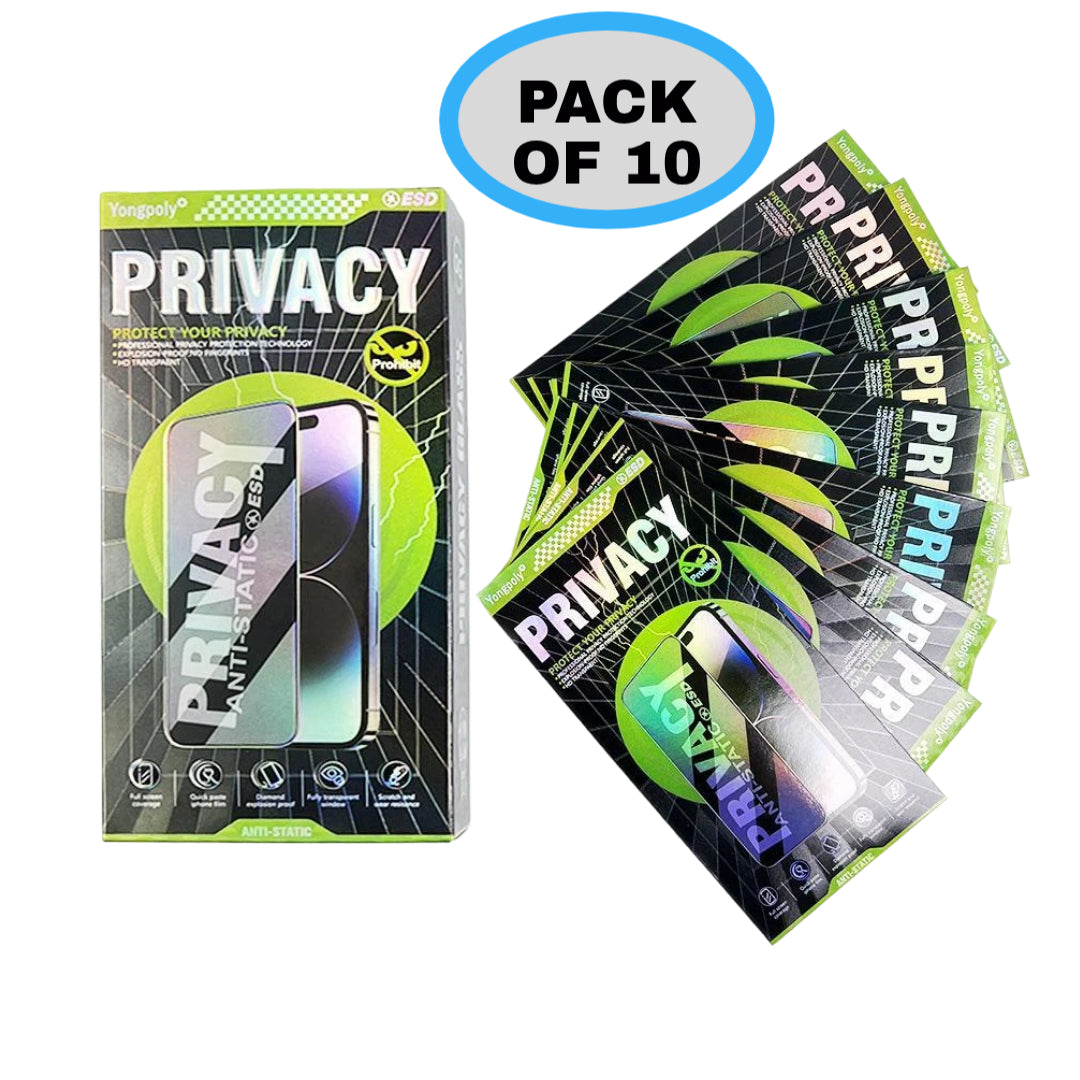 For iPhone Privacy Tempered Glass Protector (Pack of 10 / All Model)