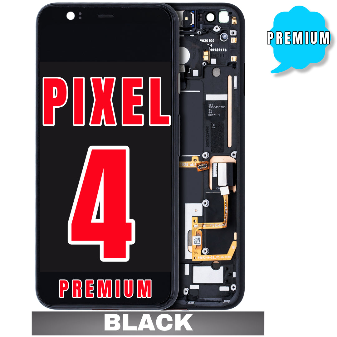 For Google Pixel 4 OLED Screen Replacement With Frame / With Power-Volume Button (Premium) (Black)