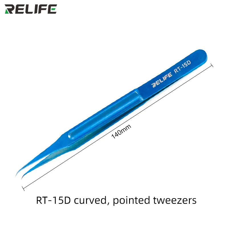 RELIFE RT-11D / RT- 15D Titanium Alloy Material Tweezers Maintenance Tools Precision Curved Straight Tweezers Repair Tools