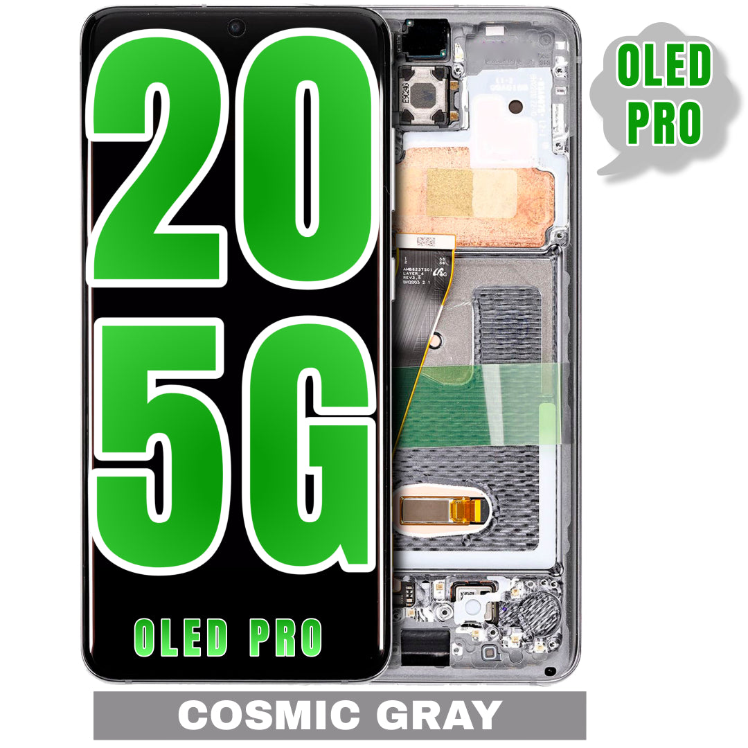 For Samsung Galaxy S20 5G OLED Screen Replacement With Frame / US Version And Not Compatible With Verizon 5G UW (Oled Pro) (Cosmic Gray)