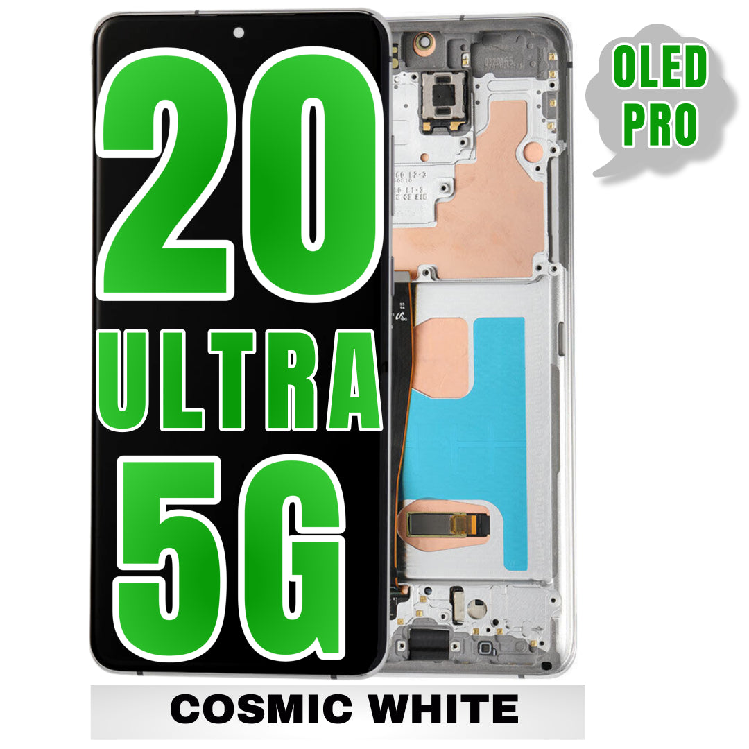 For Samsung Galaxy S20 Ultra OLED 5G Screen Replacement With Frame / US Version (Oled Pro) (Cosmic White)