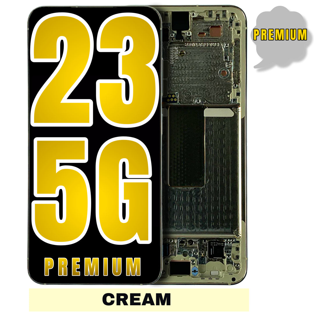 For Samsung Galaxy S23 5G OLED Screen Replacement With Frame / US Version (Premium) (Cream)