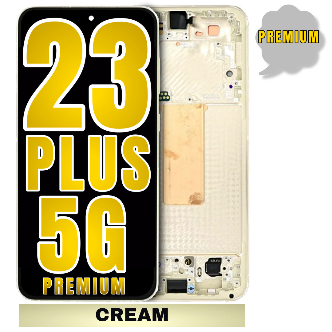 For Samsung Galaxy S23 Plus 5G OLED Screen Replacement With Frame / International Version (Premium) (Cream)