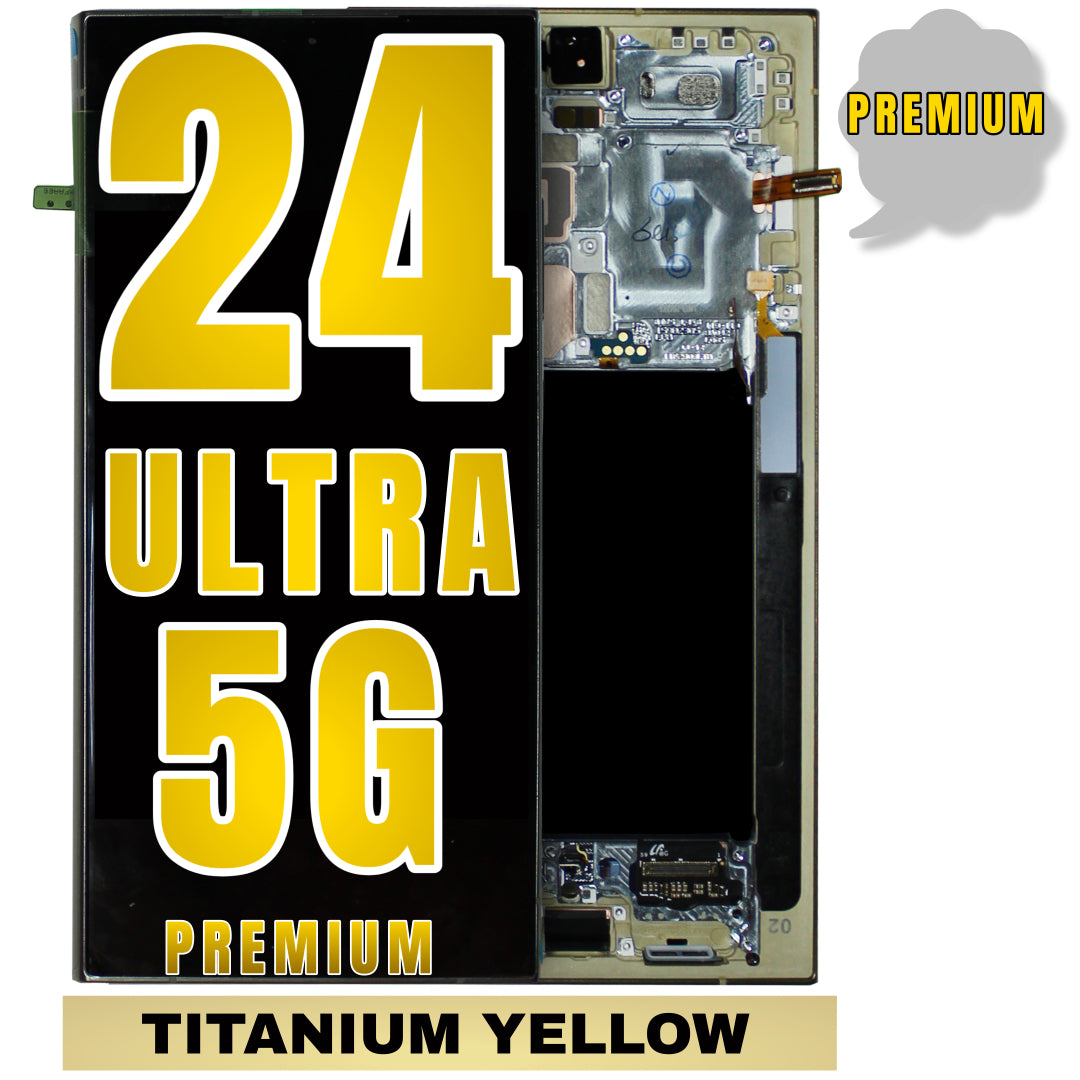 For Samsung Galaxy S24 Ultra OLED Screen Replacement With Frame (Premium) (Titanium Yellow)