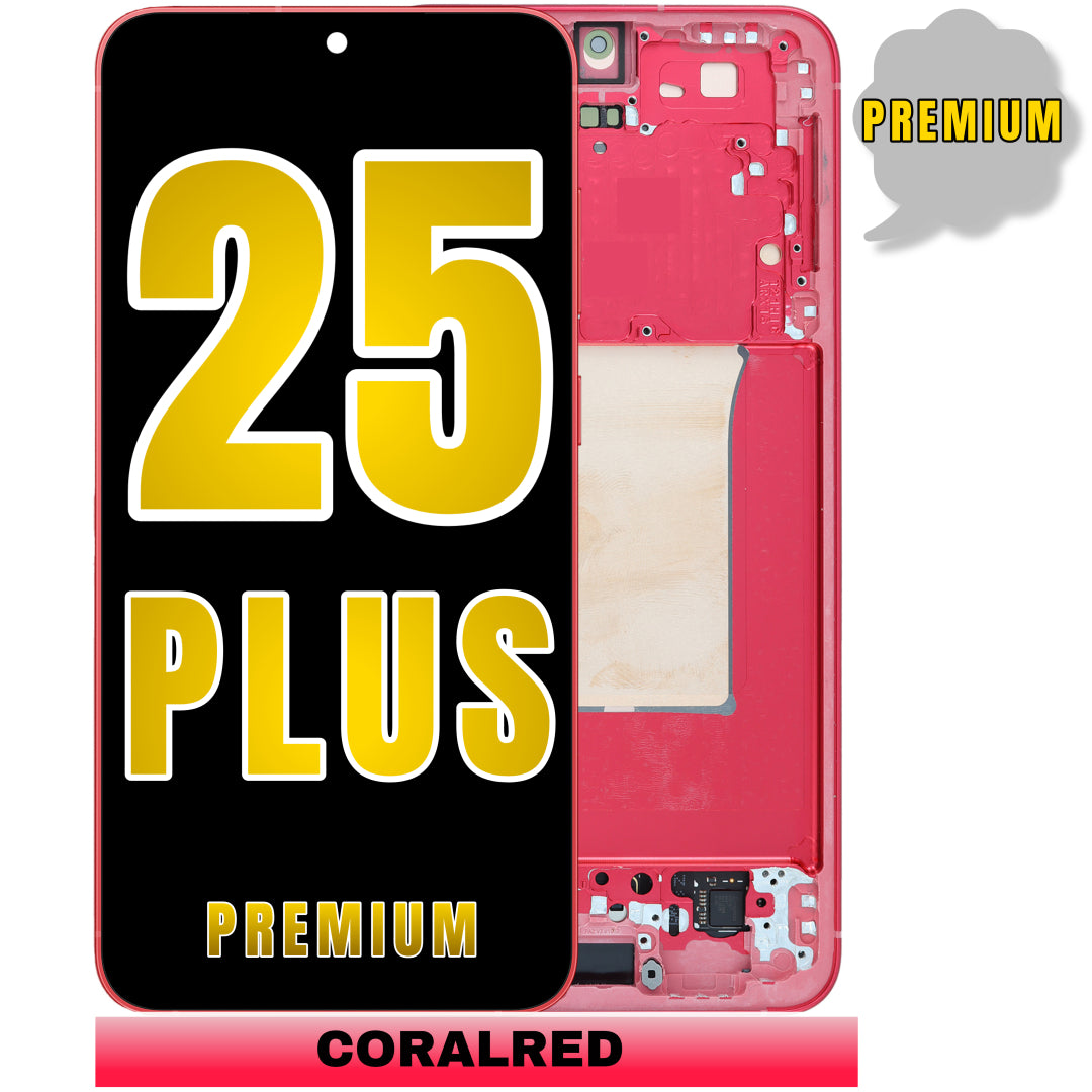 For Samsung Galaxy S25 Plus 5G OLED Screen Replacement With Frame (Premium) (Coralred)